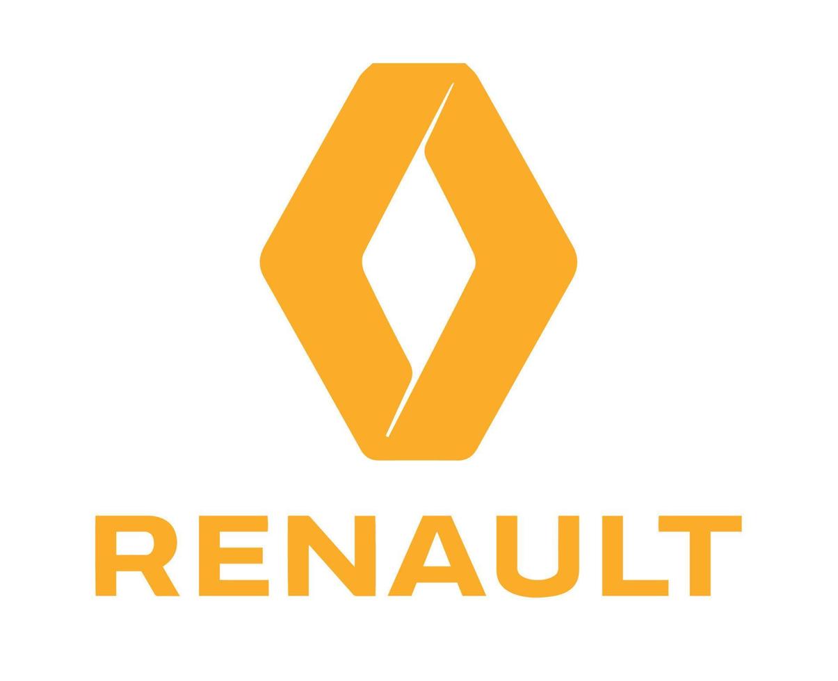 renault Logo Marke Auto Symbol mit Name Gelb Design Französisch Automobil Vektor Illustration