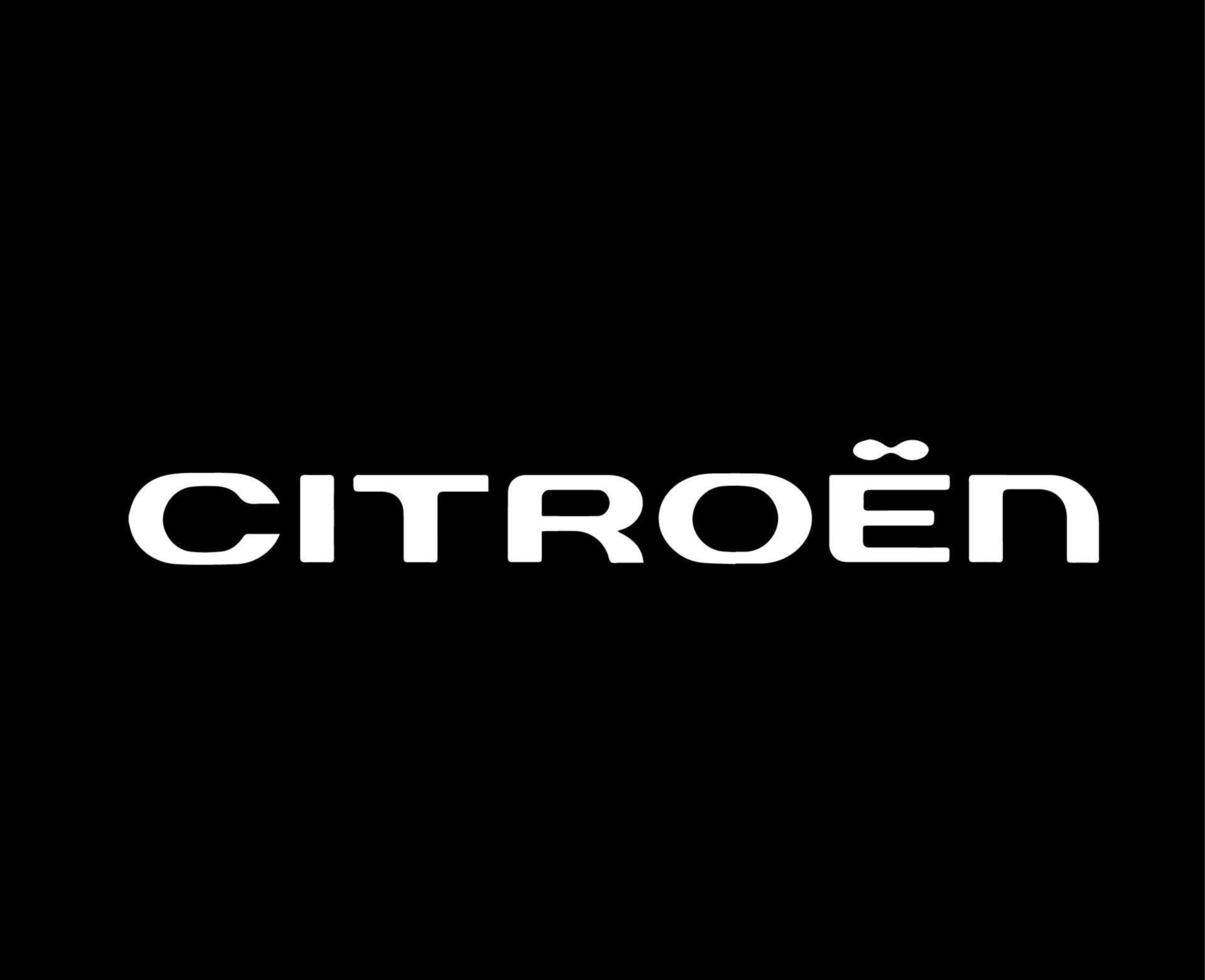 Citroen Marke Logo Auto Symbol Name Weiß Design Französisch Automobil Vektor Illustration mit schwarz Hintergrund