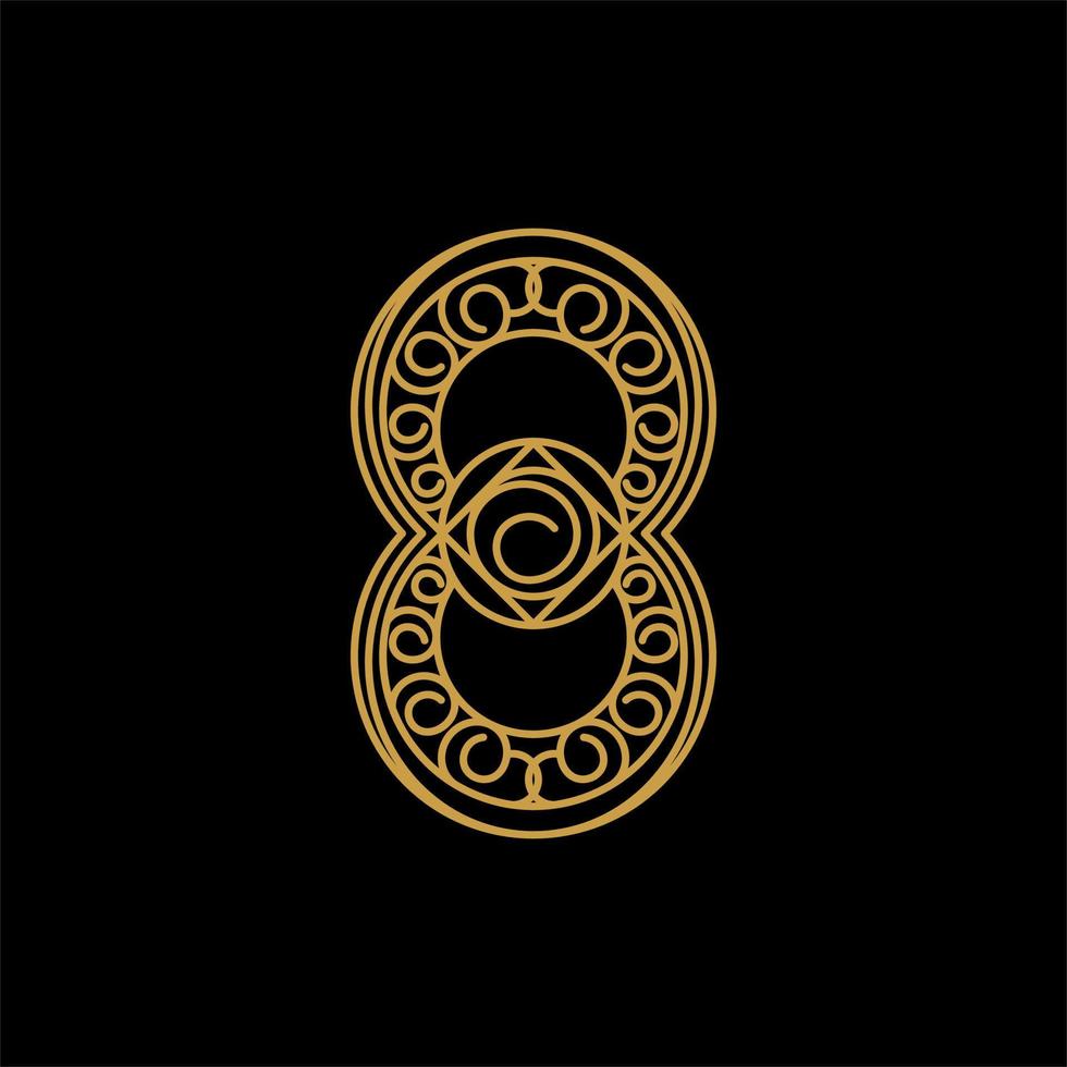 Nummer acht Ornament Luxus kreativ Logo vektor