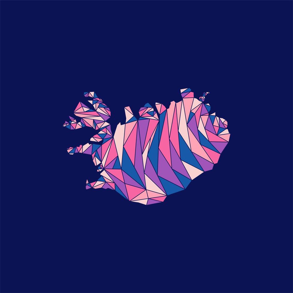 Karta av island färgrik geometrisk kreativ design vektor