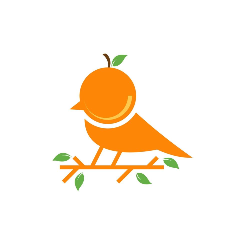 fågel huvud orange frukt kreativ logotyp design vektor