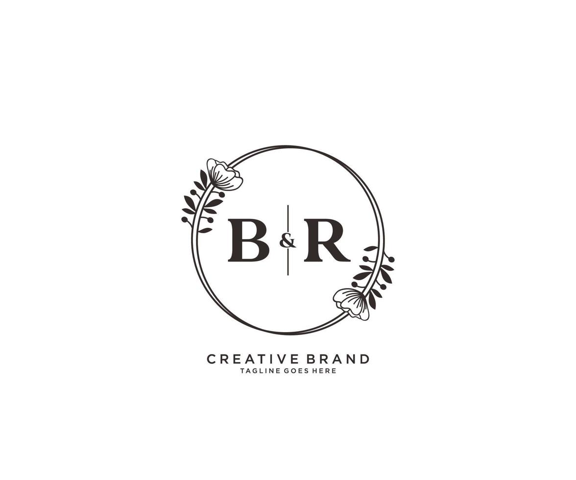 Initiale br Briefe Hand gezeichnet feminin und Blumen- botanisch Logo geeignet zum Spa Salon Haut Haar Schönheit Boutique und kosmetisch Unternehmen. vektor