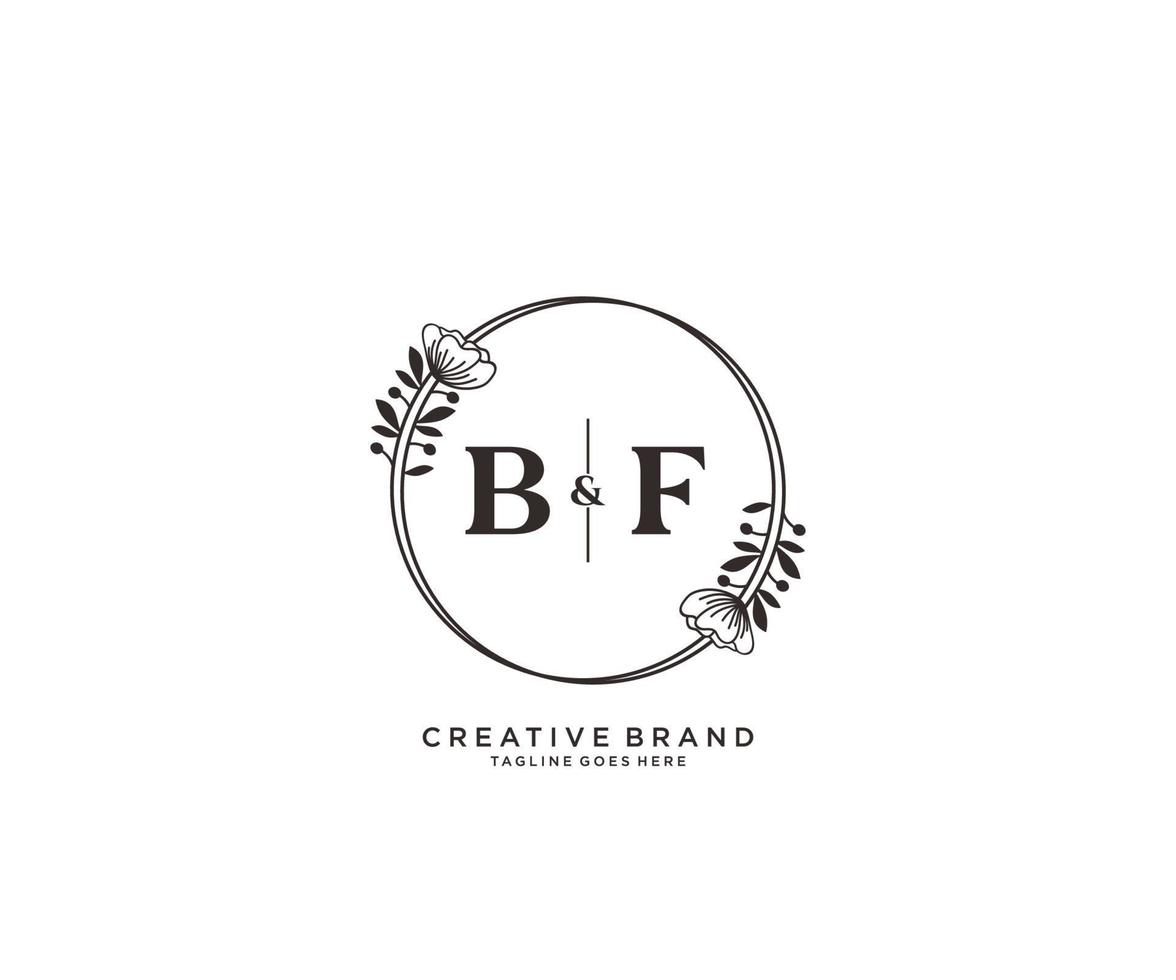 Initiale bf Briefe Hand gezeichnet feminin und Blumen- botanisch Logo geeignet zum Spa Salon Haut Haar Schönheit Boutique und kosmetisch Unternehmen. vektor