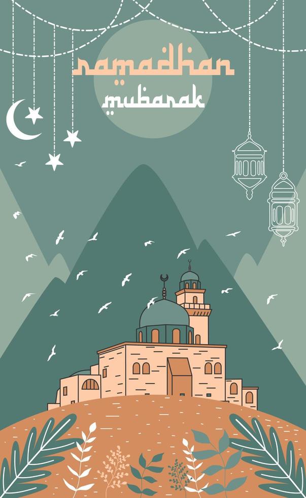 Ramadan Mubarak Feier Hintergrund Vektor Illustration