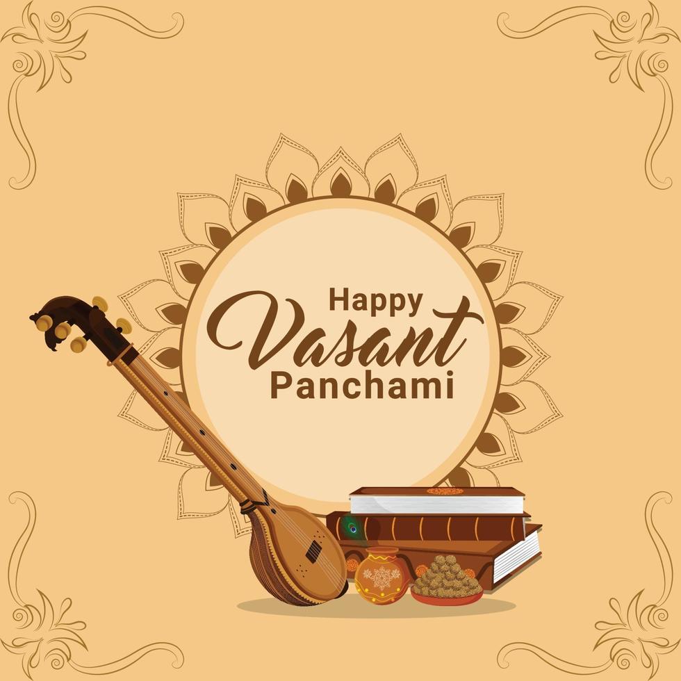 glad vasant panchami firande bakgrund vektor