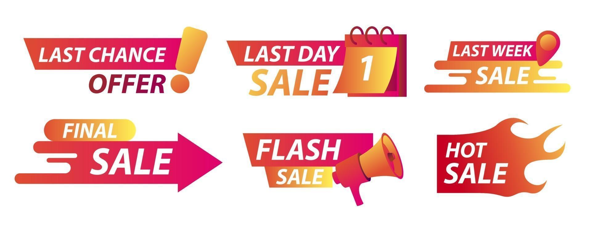 Verkaufs-Countdown-Abzeichen. Last Chance Angebot Banner, Last Day Sales mit Kalender und Hot Sale in Fire. Vektorillustration vektor