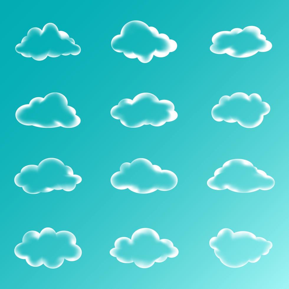 samling av vektor illustrationer på en blå himmel bakgrund