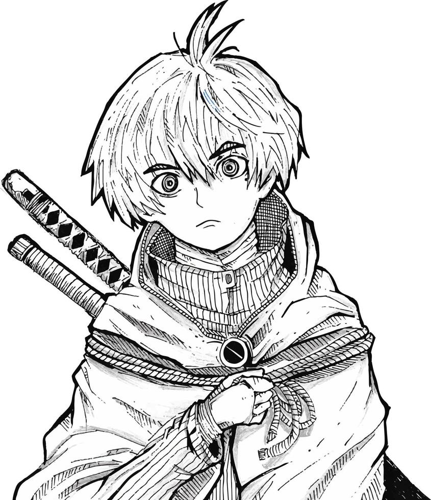 vektor illustration av en hjälte, ett original- karaktär med manga stil