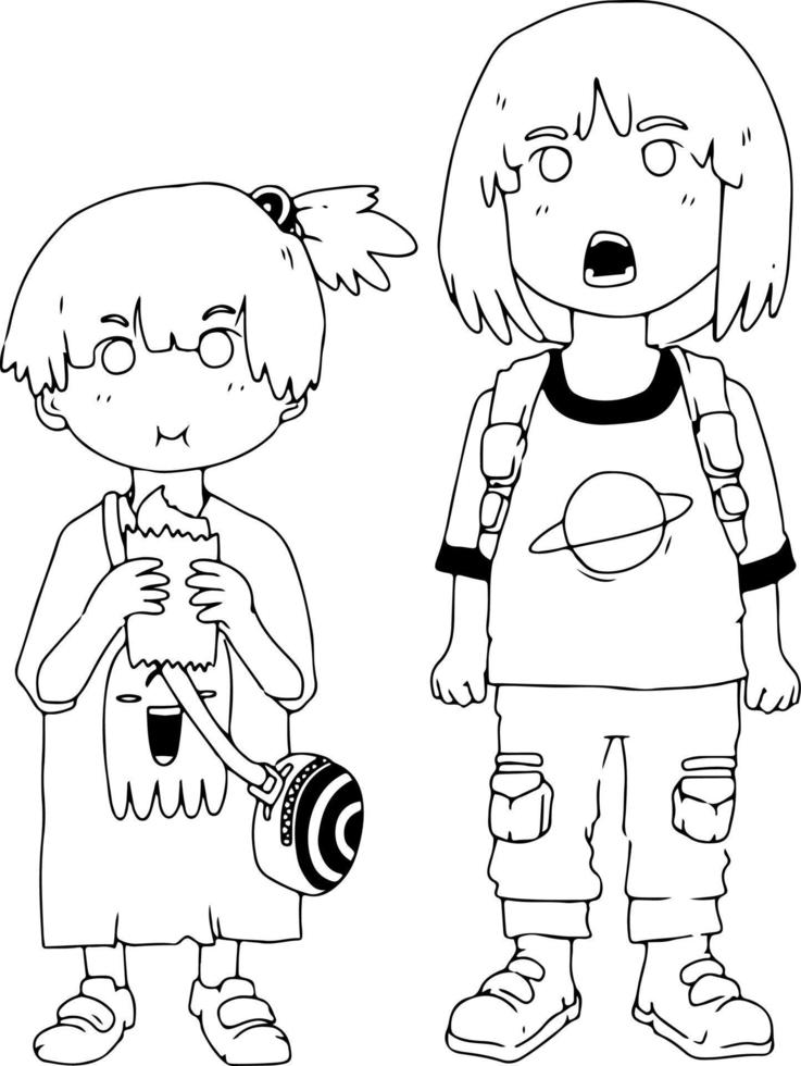 vektor illustration av bror och syster. ett original- karaktär med manga, anime, och tecknad serie stil. lämplig för affisch, klistermärke, färg bok, t Skit design, etc
