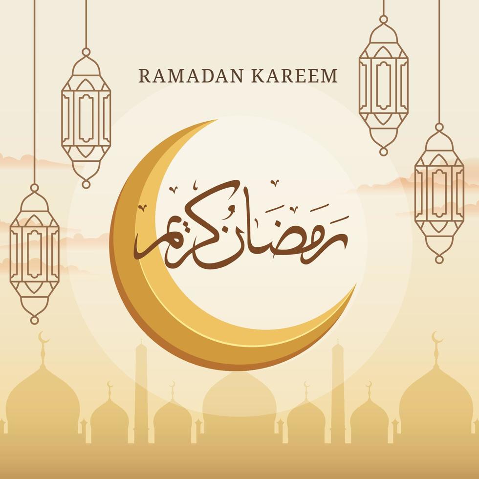 Ramadan kareem Gruß mit Arabisch Kalligraphie vektor