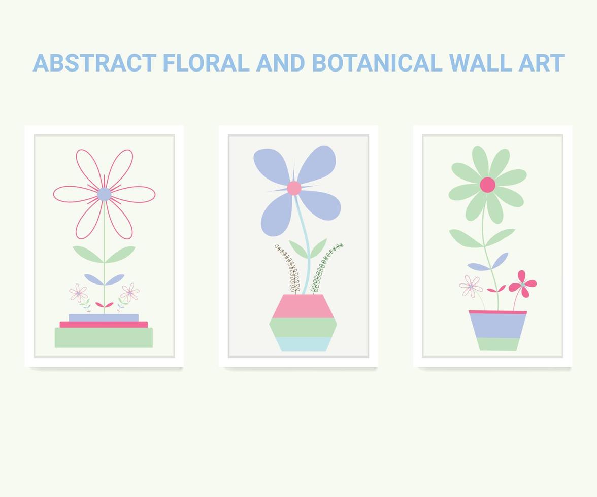 botaniska väggkonst vektoruppsättning. lövverk linje konst ritning med abstrakt form. abstrakt växtkonstdesign för tryck, omslag, tapeter, minimal och naturlig väggkonst. vektor illustration.