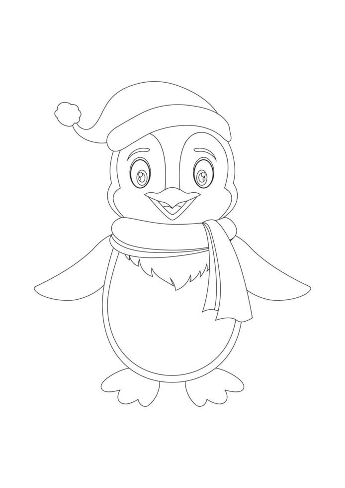 schwarz und Weiß süß Pinguin Karikatur Charakter. Färbung Seite von Karikatur Pinguin vektor