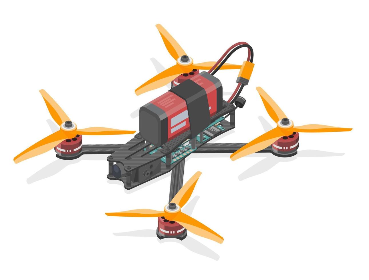 fpv Drönare tävlings freestyle rc Drönare proffs sport flyg hobby leksaker isometrisk isolerat illustration på vit vektor