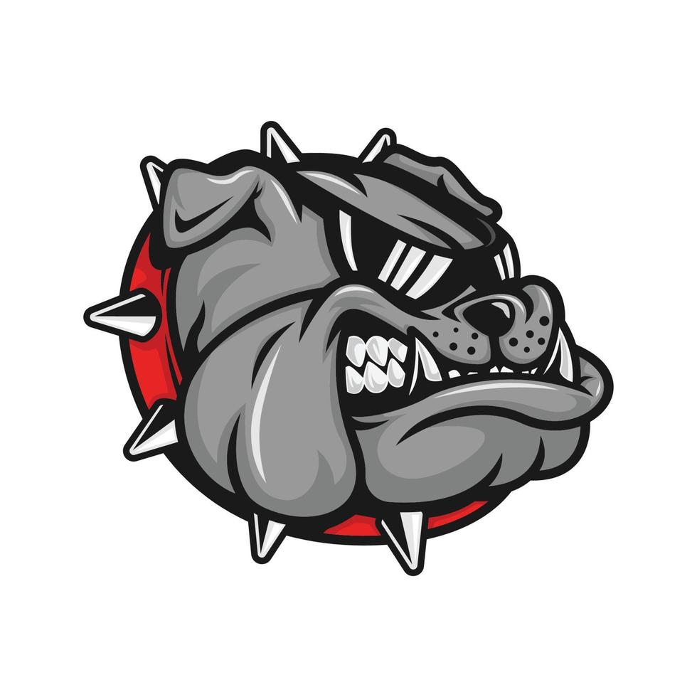 gonzaga bulldogg maskot huvud med svart solglasögon på logotyp vektor illustration