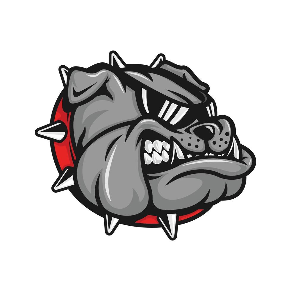 Gonzaga Bulldogge Maskottchen Kopf mit schwarz Sonnenbrille auf Logo Vektor Illustration