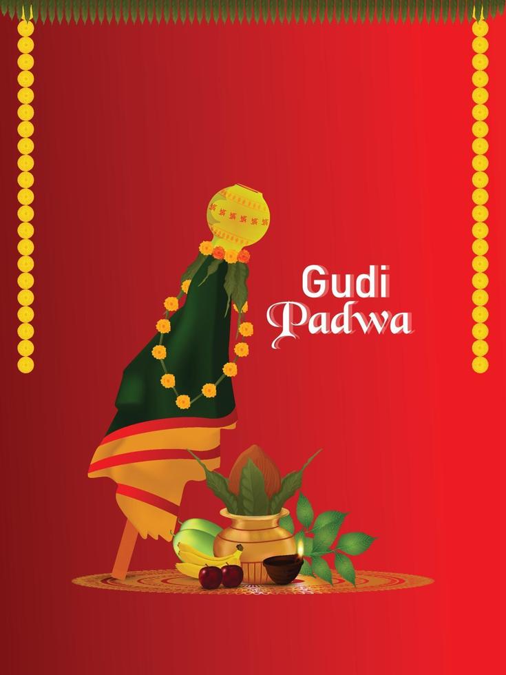 gudi padwa kreativt gratulationskort vektor