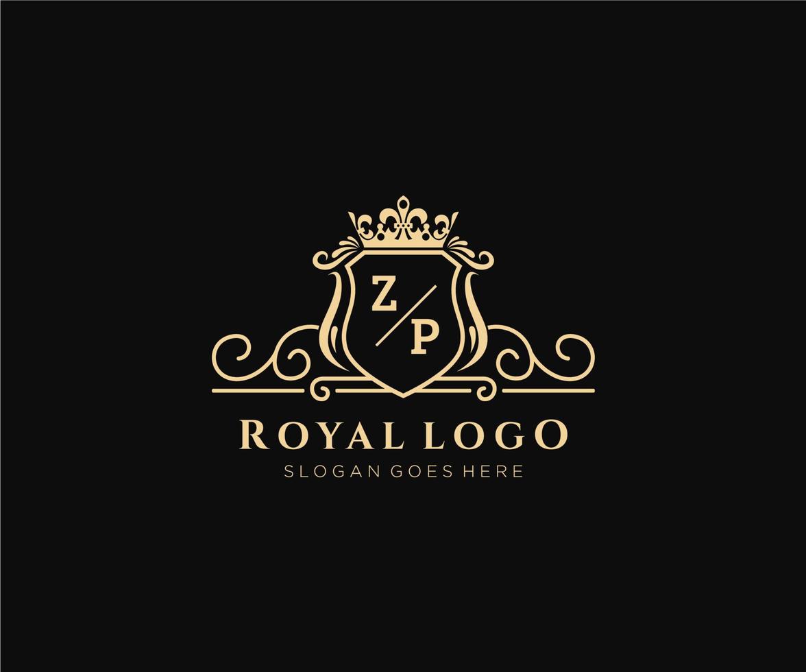Initiale zp Brief luxuriös Marke Logo Vorlage, zum Restaurant, Königtum, Boutique, Cafe, Hotel, heraldisch, Schmuck, Mode und andere Vektor Illustration.