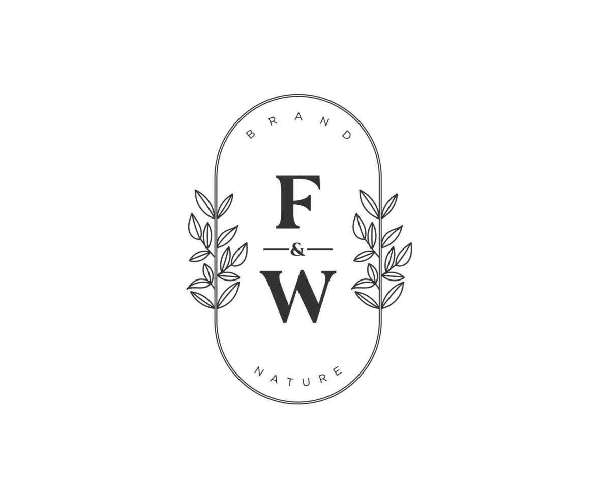 Initiale fw Briefe schön Blumen- feminin editierbar vorgefertigt Monoline Logo geeignet zum Spa Salon Haut Haar Schönheit Boutique und kosmetisch Unternehmen. vektor