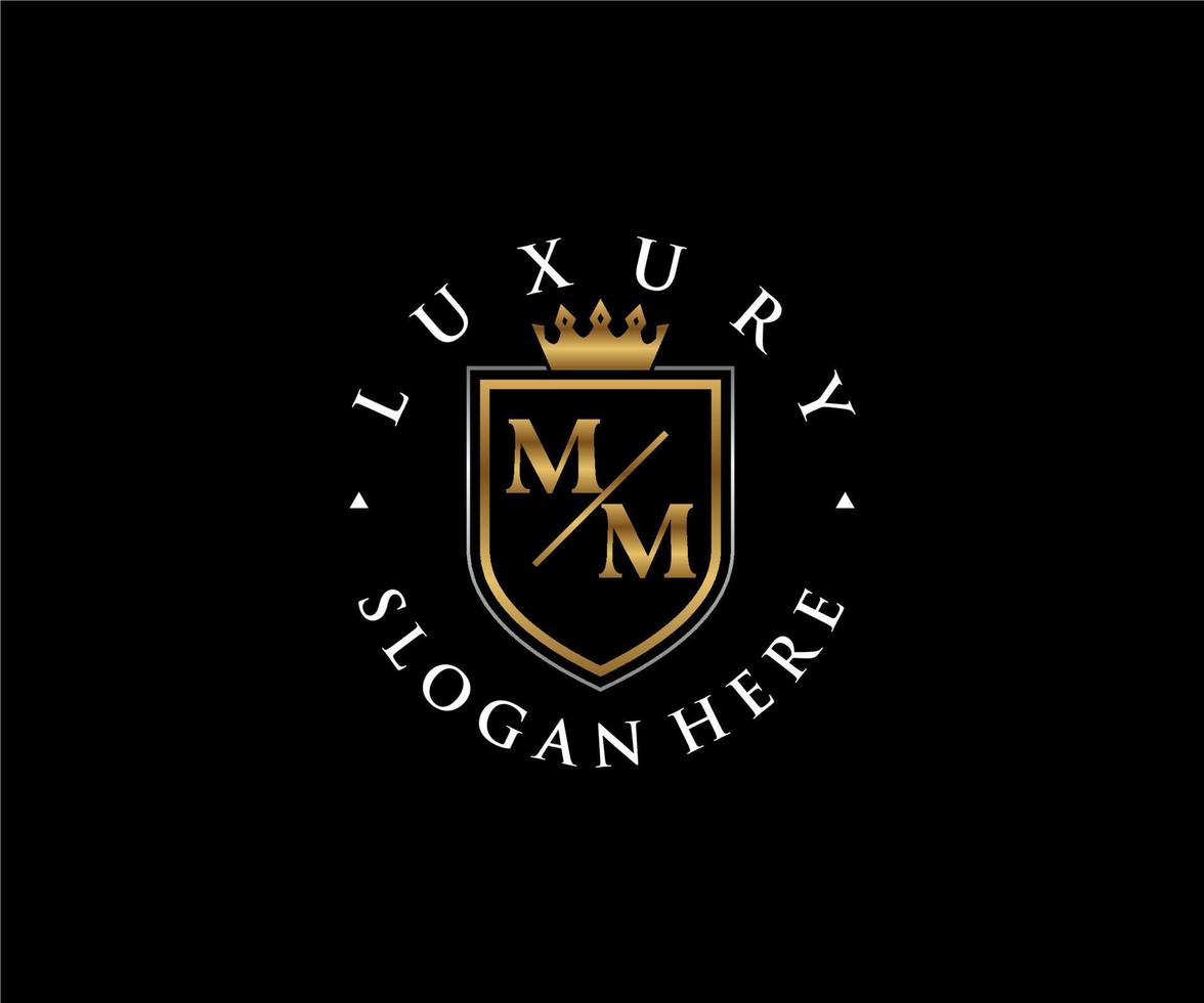 första mm brev kunglig lyx logotyp mall i vektor konst för restaurang, kungligheter, boutique, Kafé, hotell, heraldisk, Smycken, mode och Övrig vektor illustration.