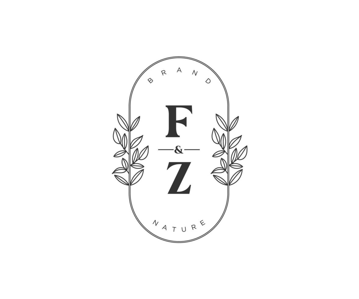 Initiale fz Briefe schön Blumen- feminin editierbar vorgefertigt Monoline Logo geeignet zum Spa Salon Haut Haar Schönheit Boutique und kosmetisch Unternehmen. vektor