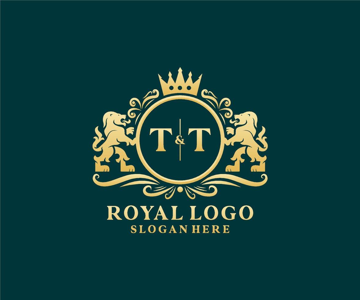 Initial tt Letter Lion Royal Luxury Logo Vorlage in Vektorgrafiken für Restaurant, Lizenzgebühren, Boutique, Café, Hotel, Heraldik, Schmuck, Mode und andere Vektorillustrationen. vektor