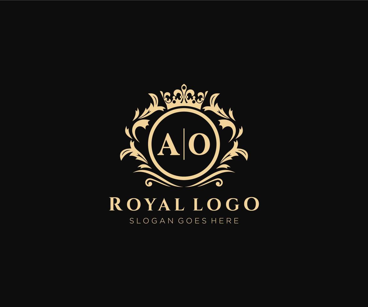 Initiale ao Brief luxuriös Marke Logo Vorlage, zum Restaurant, Königtum, Boutique, Cafe, Hotel, heraldisch, Schmuck, Mode und andere Vektor Illustration.