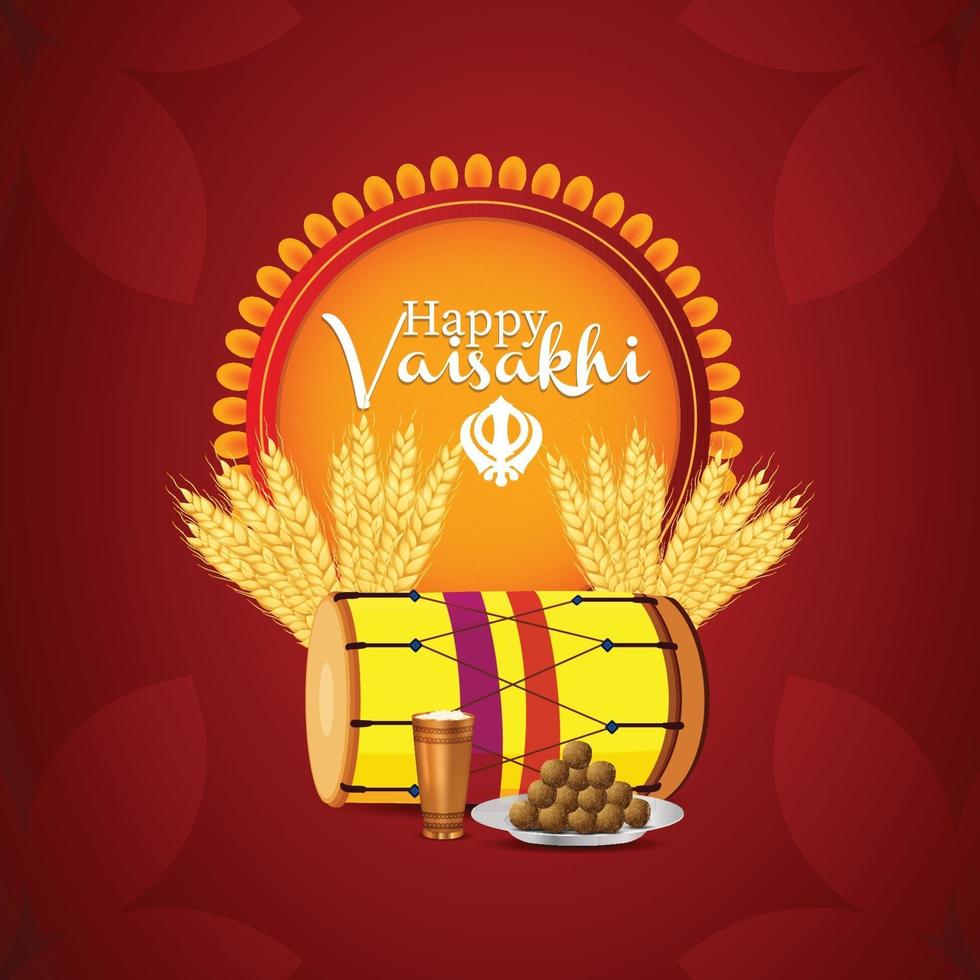 glad vaisakhi platt design firande vektor