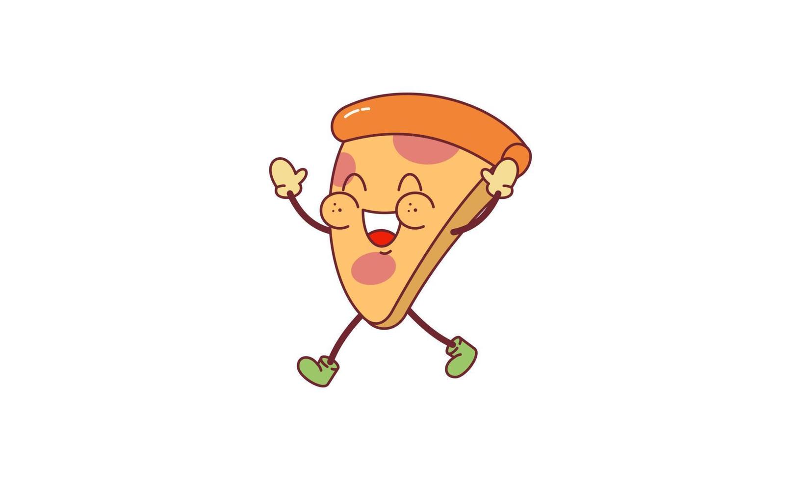 pizza i retro tecknad serie stil illustration vektor