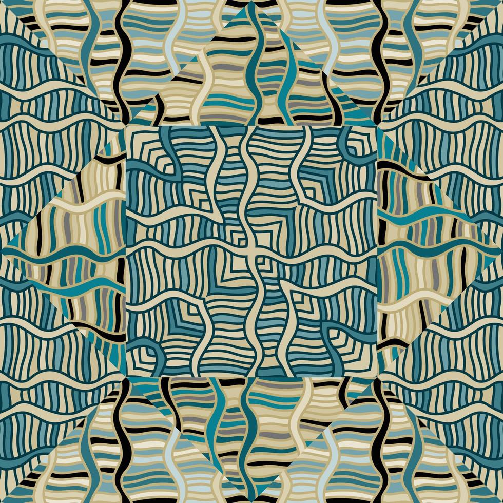 sömlös mönster med abstrakt vågig rader. stam- mosaik- bricka. textil- rapport. vektor