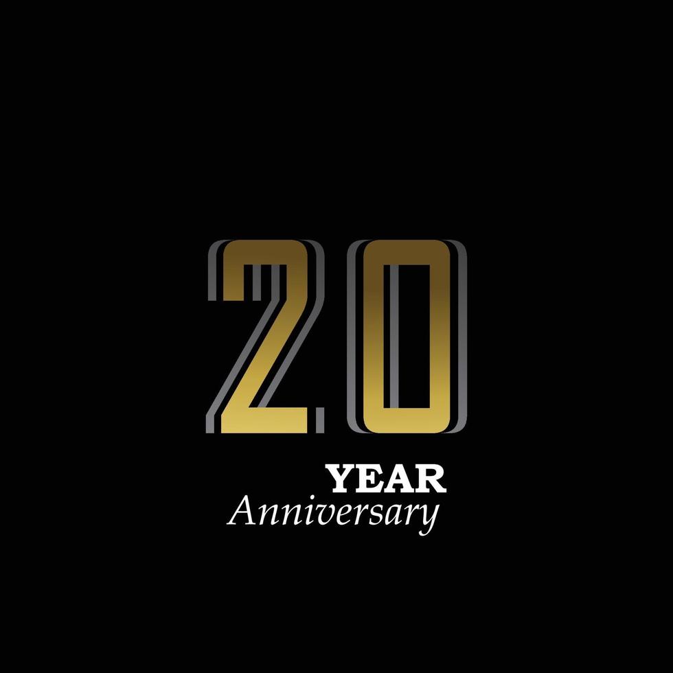 20 Jahre Jubiläum Logo Vektor Vorlage Design Illustration Gold und Schwarz
