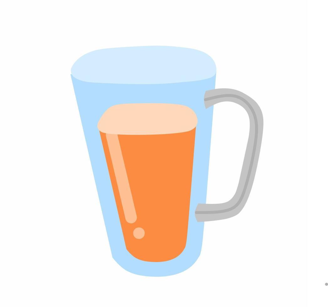 Vektor Illustration von ein Tee oder Orange Saft trinken im ein groß Glas. flaches Design.