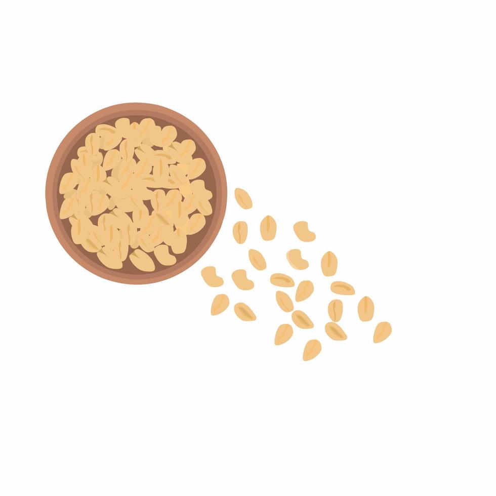 vektor illustration av jordnötter Sammanträde i en choklad skål med några stänkte nötter på en vit bakgrund. platt design