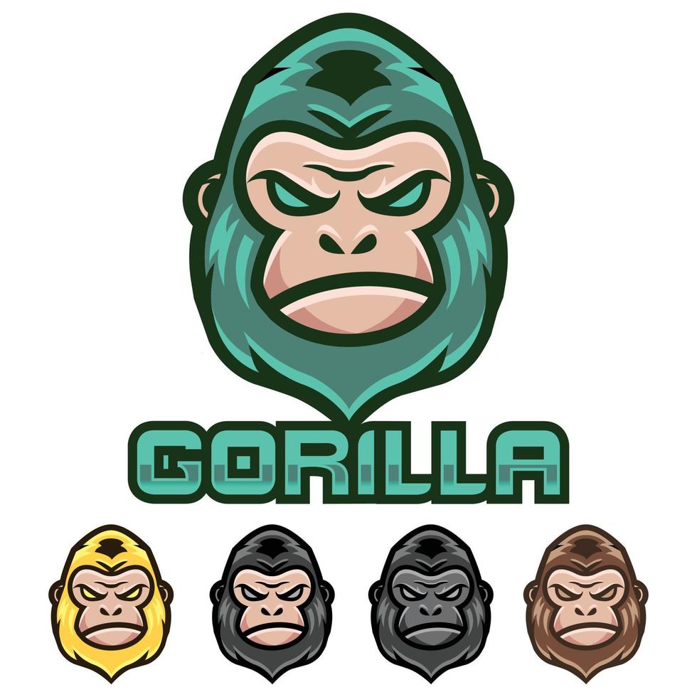 Gorilla Affe Maskottchen Logo Design Vektor mit modern Illustration Konzept Stil zum Abzeichen, Emblem und T-Shirt Drucken. modern Gorilla Logo Illustration zum Sport, Spieler, Streamer und Esport Team.