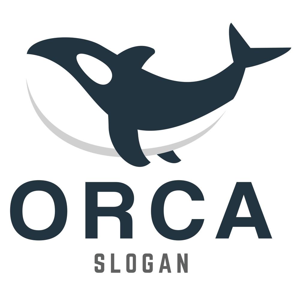 modern einfach minimalistisch Orca Mörder Wal Maskottchen Logo Design Vektor mit modern Illustration Konzept Stil zum Abzeichen, Emblem und T-Shirt Drucken. modern Orca Logo Karikatur Illustration.