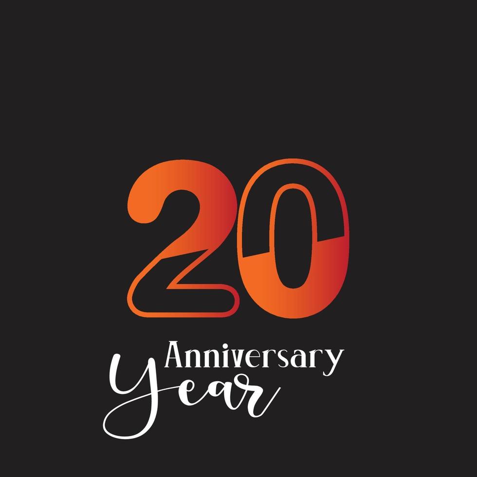 20 Jahre Jubiläum Logo Vektor Vorlage Design Illustration