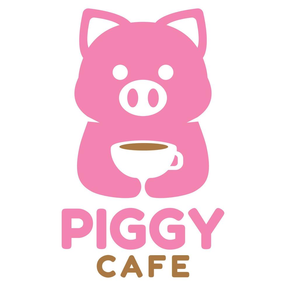 modern Maskottchen eben Design einfach minimalistisch süß Schweinchen Logo Symbol Design Vorlage Vektor mit modern Illustration Konzept Stil zum Cafe, Kaffee Geschäft, Restaurant, Abzeichen, Emblem und Etikette