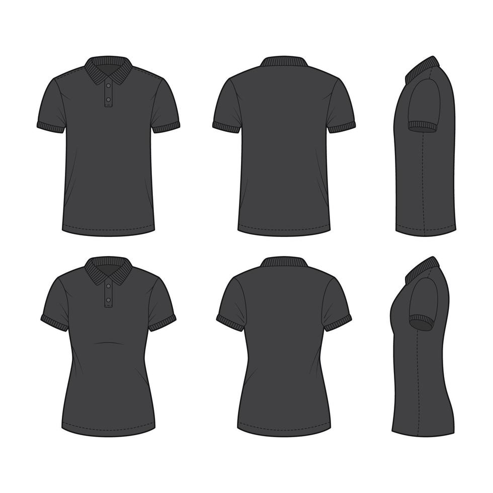 svart polo skjorta översikt design vektor