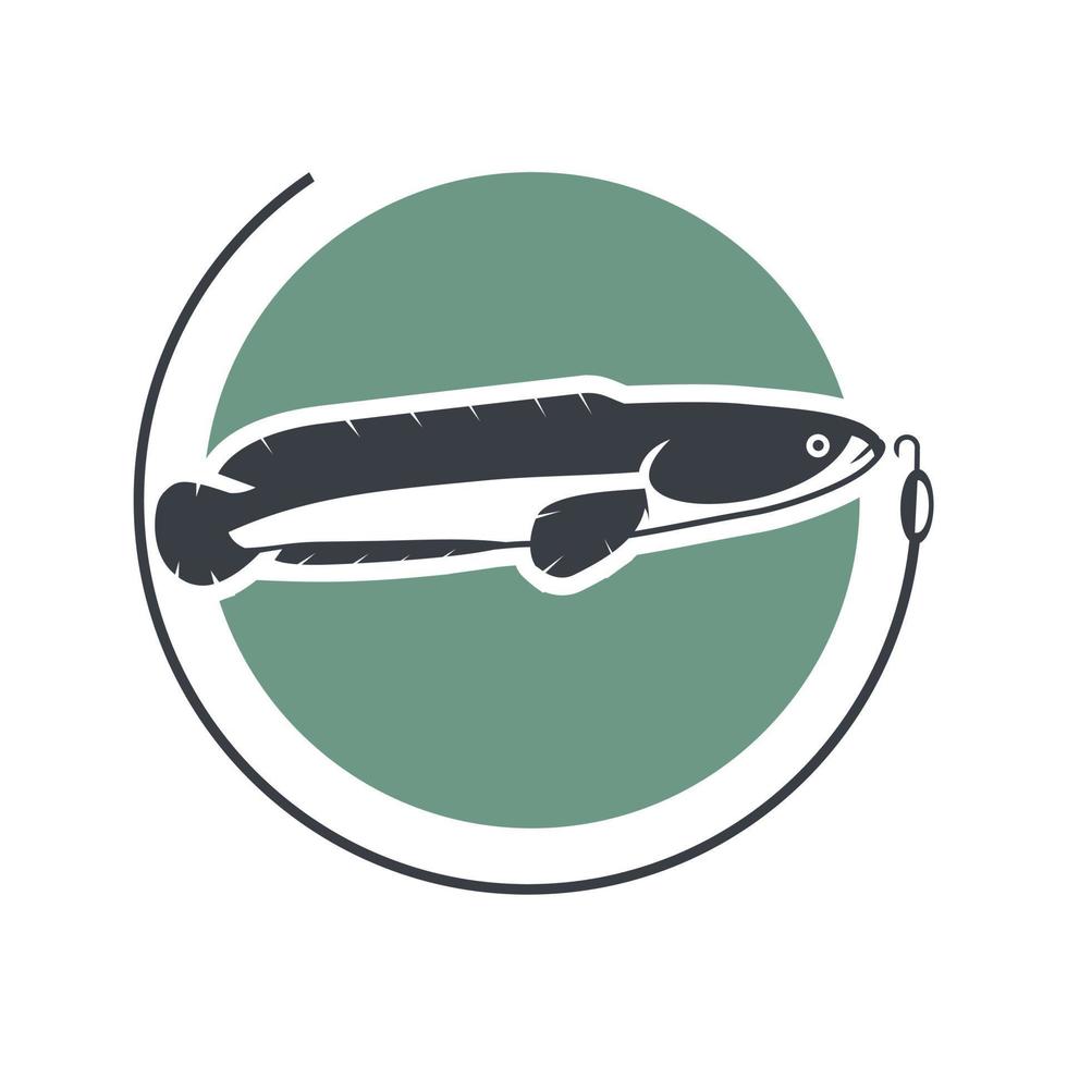 vektor av ormhuvud fisk illustration logotyp design mall för restauranger eller fiske klubb