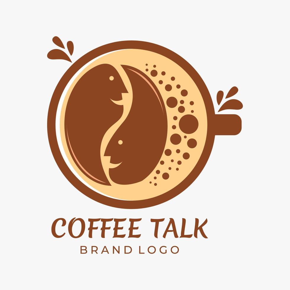 Kaffee Gespräche Sozial Plaudern Illustration Vektor zum Cafe oder Restaurant Logo Design Vorlage