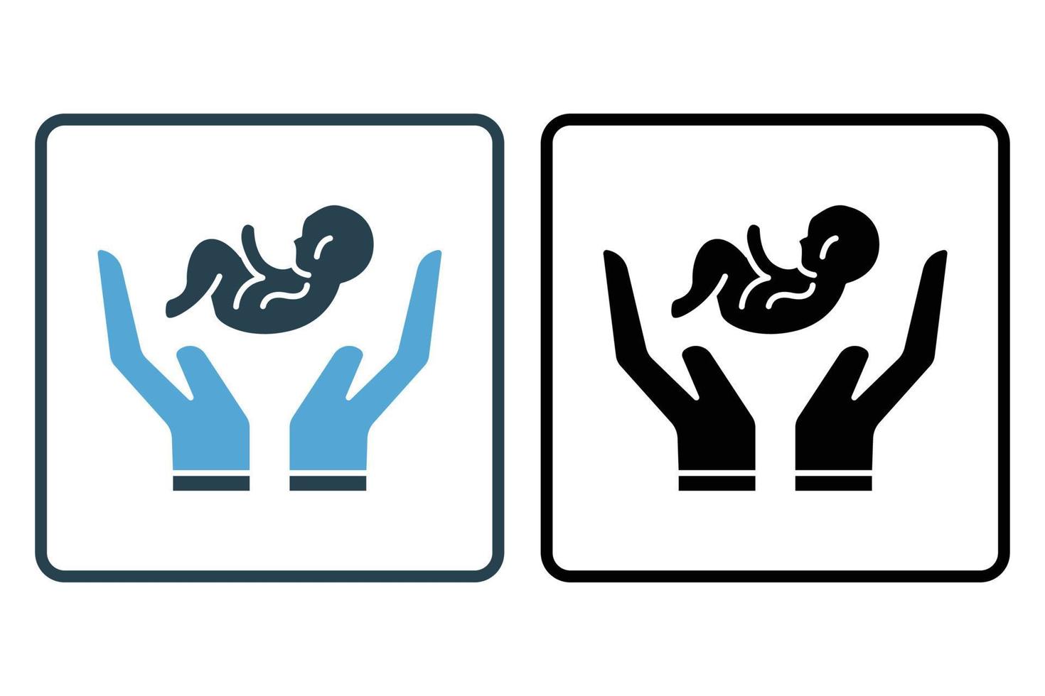 sicher Baby Symbol Illustration. Symbol verbunden zu Baby Pflege. solide Symbol Stil. einfach Vektor Design editierbar