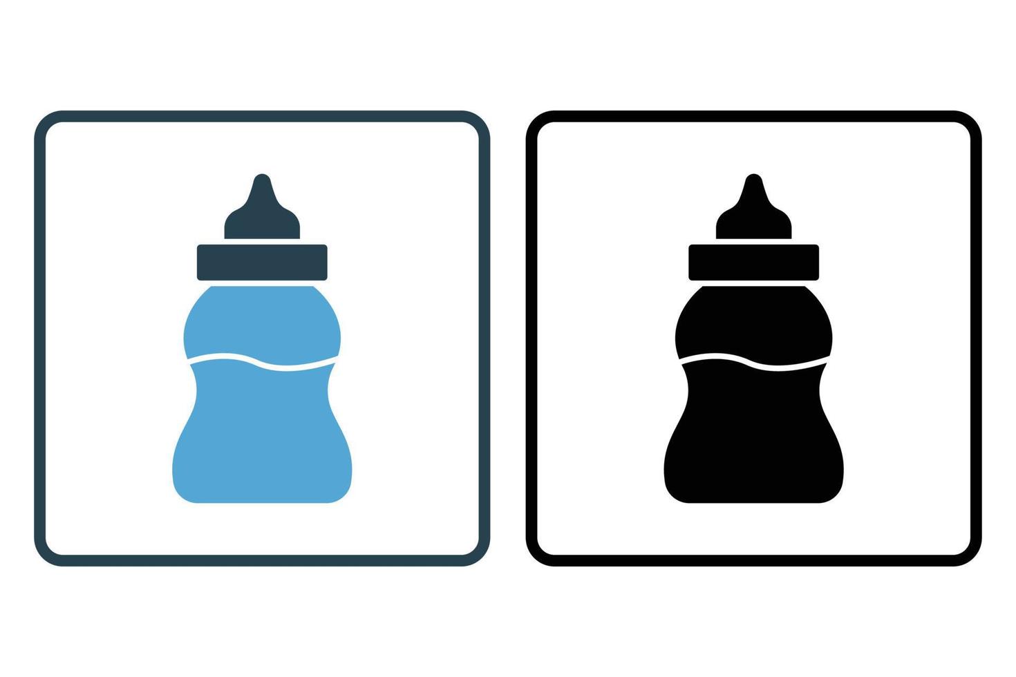 Baby Flasche Symbol Illustration. Symbol verbunden zu Baby Pflege. solide Symbol Stil. einfach Vektor Design editierbar