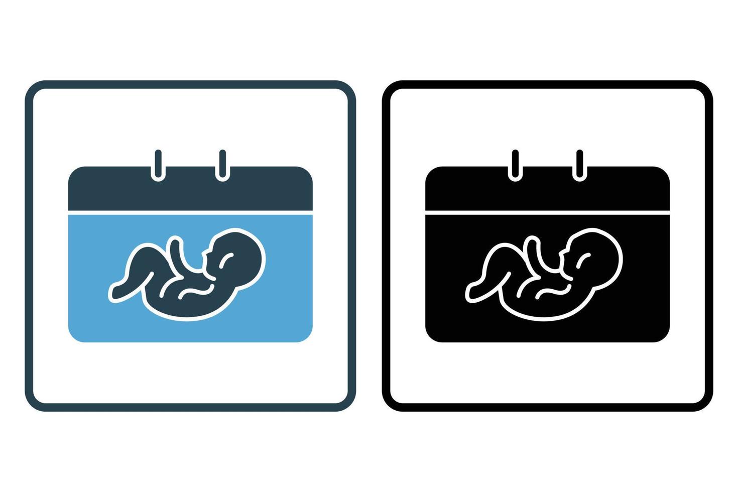Datum Symbol Illustration. Symbol verbunden zu Baby Pflege. solide Symbol Stil. einfach Vektor Design editierbar