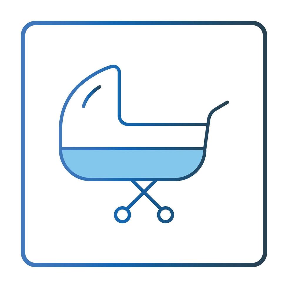 Baby Wagen Symbol Illustration. Symbol verbunden zu Baby Pflege. geradlinig Farbe Symbol Stil, zwei Ton Symbol. einfach Vektor Design editierbar