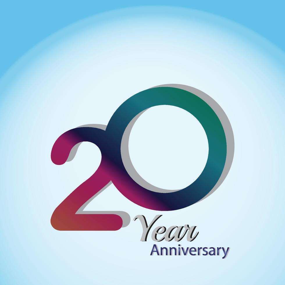 20 Jahre Jubiläum Logo Vektor Vorlage Design Illustration blau und weiß
