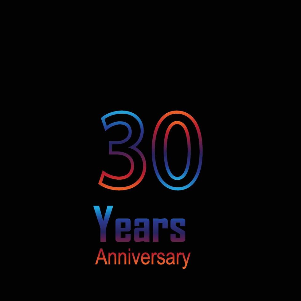 30 Jahre Jubiläum Logo Vektor Vorlage Design Illustration