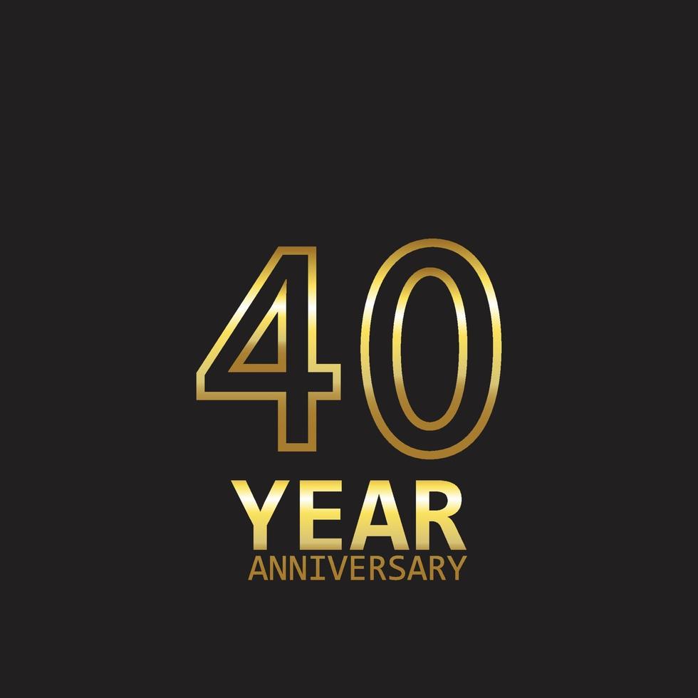 40-årsjubileum logotyp vektor mall design illustration guld och svart