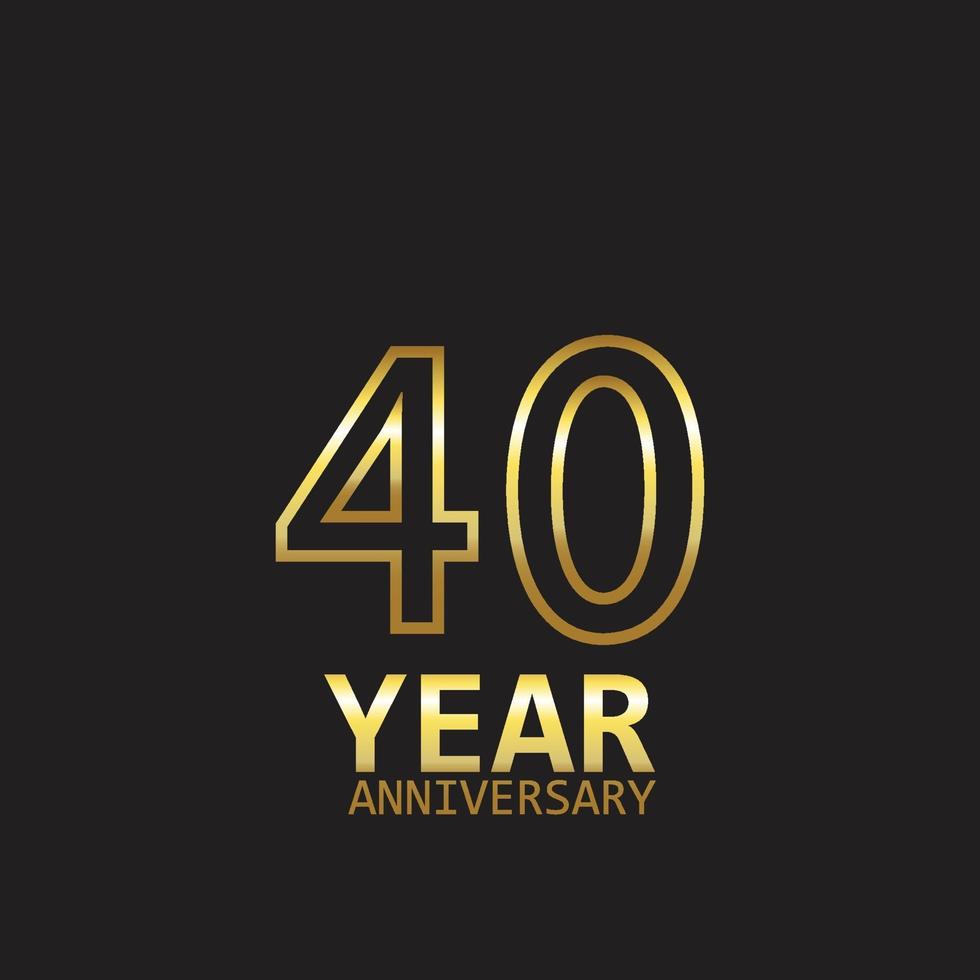 40 Jahre Jubiläum Logo Vektor Vorlage Design Illustration Gold und Schwarz