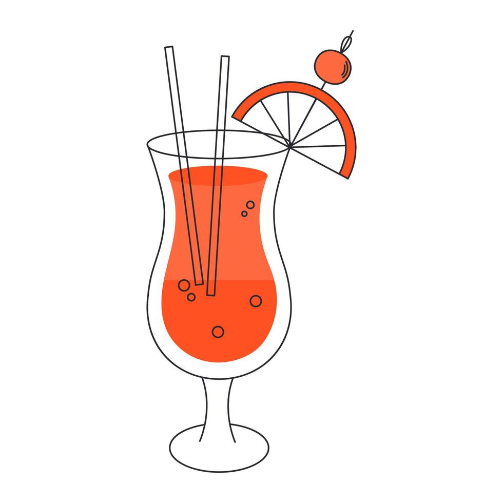 Sex auf das Strand. Cocktail Sex auf das Strand mit zwei Röhren und ein Stück von orange. eben Illustration auf ein Weiß Hintergrund vektor