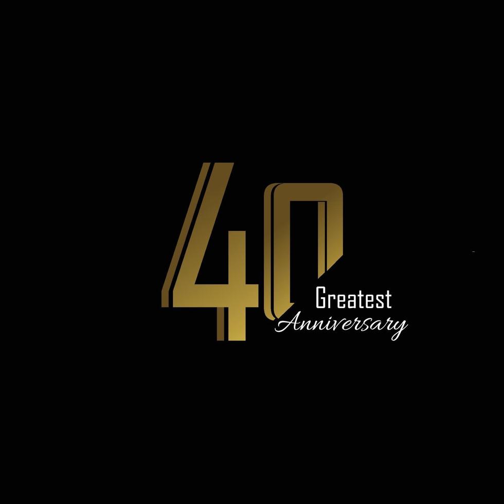 40 Jahre Jubiläum Logo Vektor Vorlage Design Illustration Gold und Schwarz