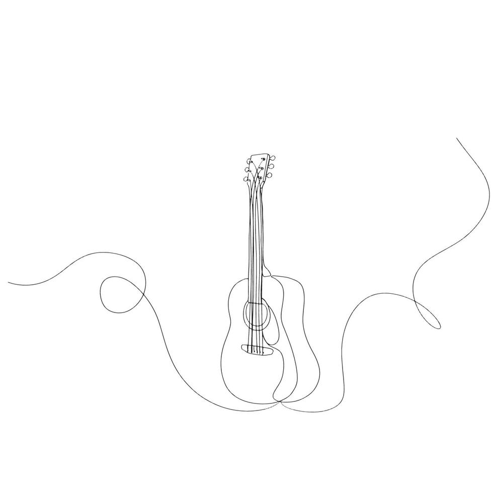 Gitarre Linie Kunst, Musik- Gliederung Zeichnung, Instrument Illustration, Vektor Datei, Musical Design, minimal skizzieren, Musical Linien, Musiker Aktivitäten